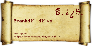 Brankó Éva névjegykártya